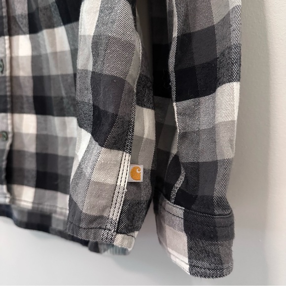 Carhartt Women’s Black Flannel Button Down Cotton Shirt Size XL - Picture 3 of 11